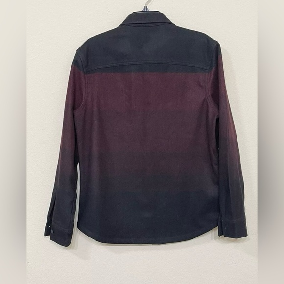 Nordstrom Shop Men’s Black & Burgundy Wool Blend Button Up Heavy Shirt Jacket M - Picture 3 of 6